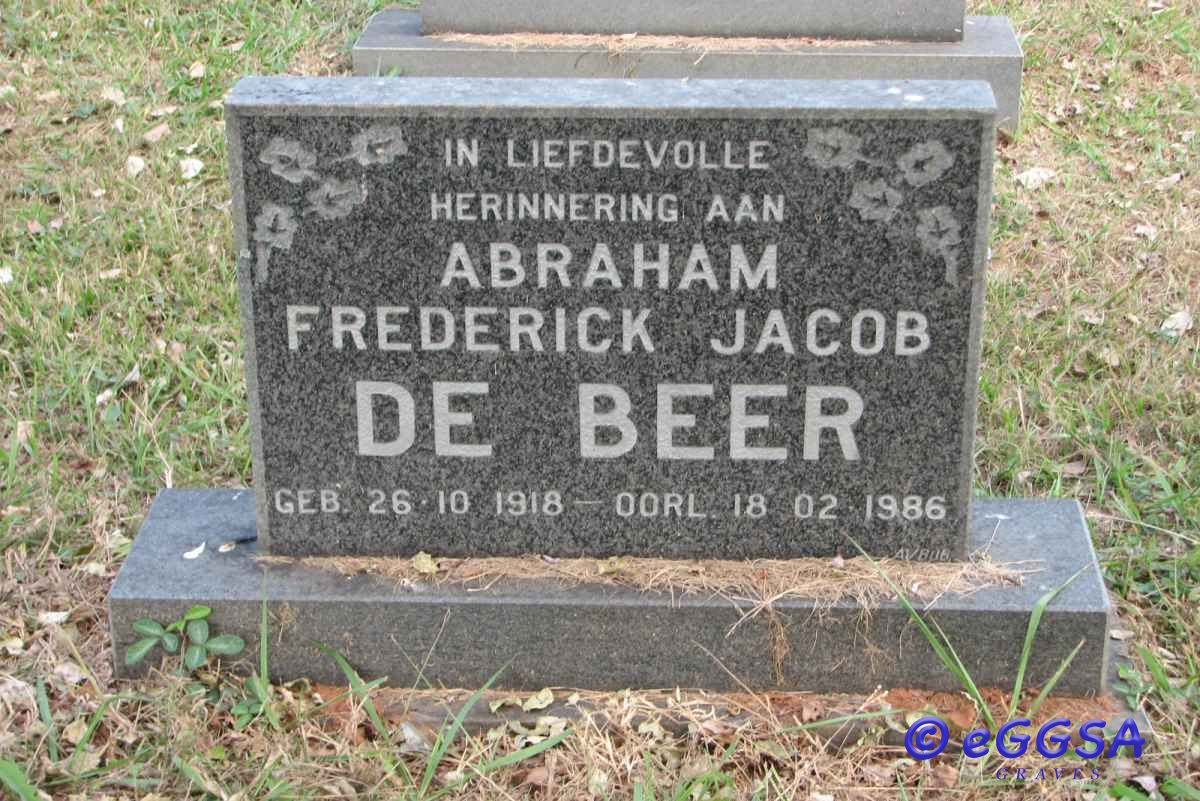 BEER Abraham Frederick Jacob, de 1918-1986