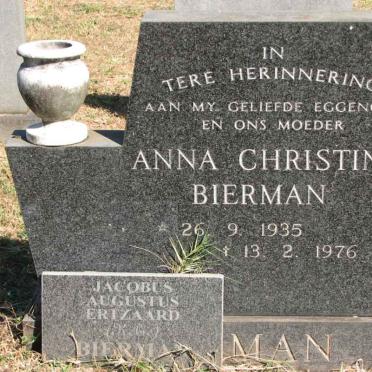 BIERMAN Jacobus Augustus Ertzaard ?-? &amp; Anna Christina 1935-1976