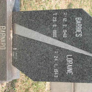 BARNARD Barries 1940-1988 &amp; Loraine 1943-