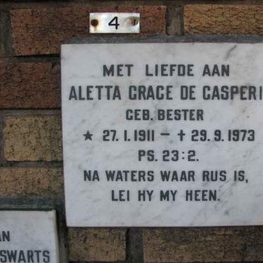 CASPERI Aletta Grace, de nee BESTER 1911-1973
