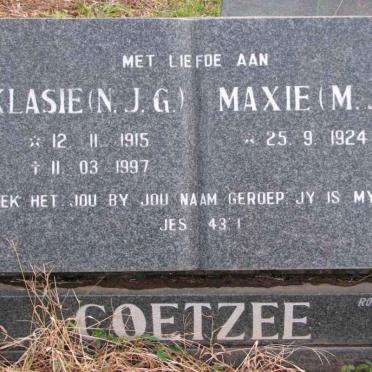 COETZEE N.J.G. 1915-1997 &amp; M.J. 1924-