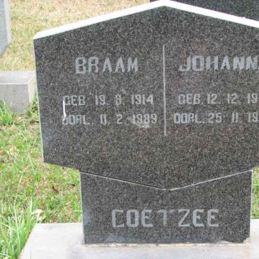 COETZEE Braam 1914-1989 &amp; Johanna 1913-1996