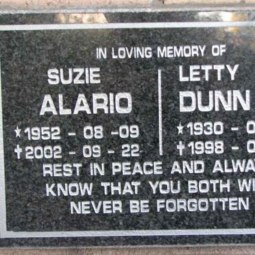 DUNN Letty 1930-1998 :: ALARIO Suzie 1952-2002