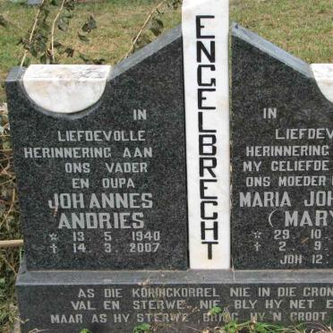 ENGELBRECHT Johannes Andries 1940-2007 &amp; Maria Johanna 1929-1994