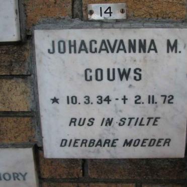 GOUWS Johagavanna M. 1934-1972