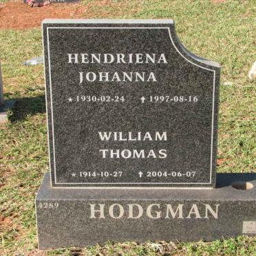 HODGMAN William Thomas 1914-2004 &amp; Hendriena Johanna 1930-1997