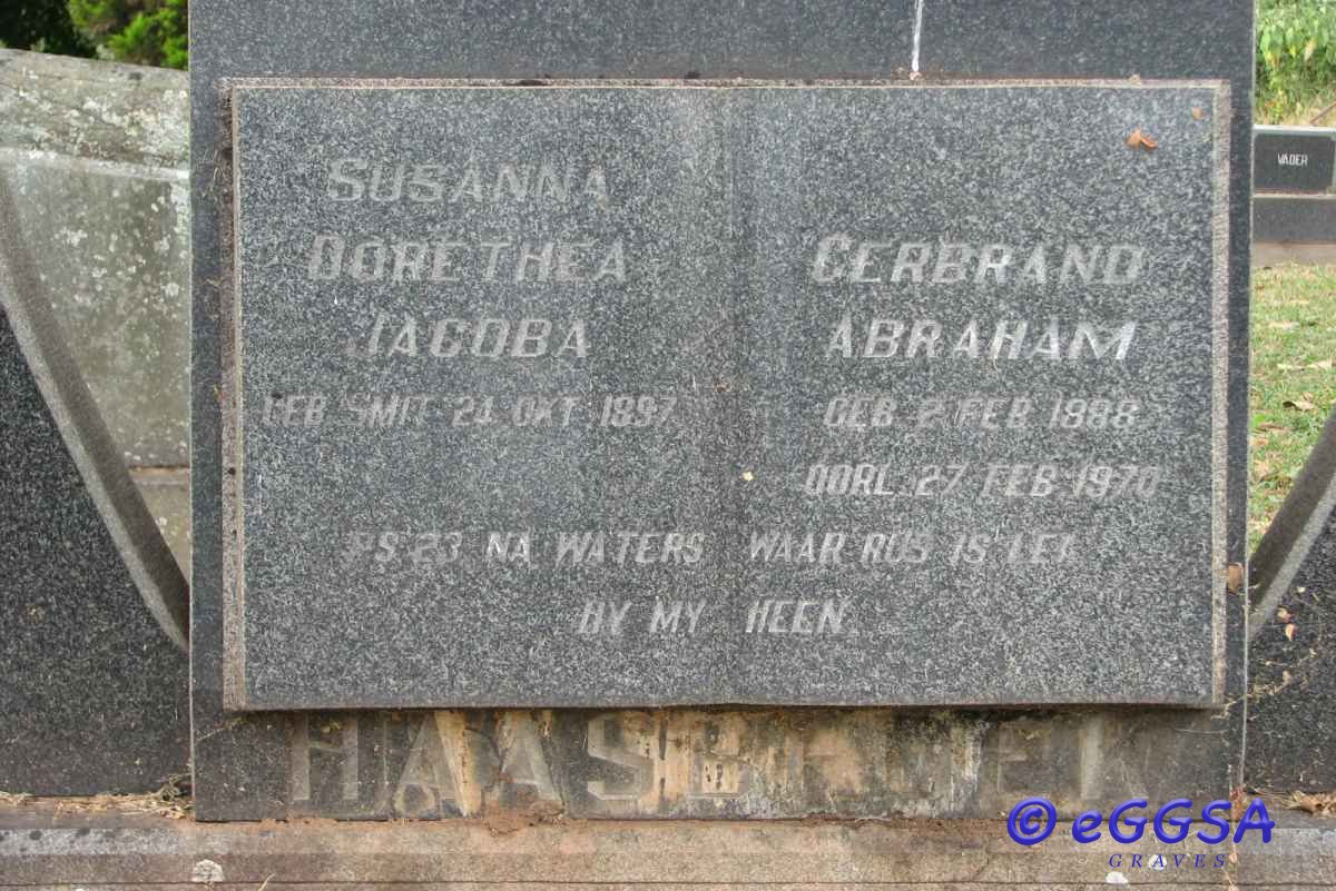 HAASBROEK Gerbrand Abraham 1888-1970 &amp; Susanna Dorethea Jacoba SMIT 1897-