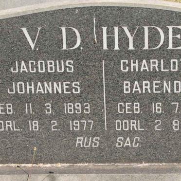HYDE Jacobus Johannes, v.d. 1893-1977 &amp; Charlotte Barendina 1892-1978