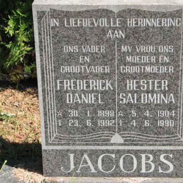 JACOBS Frederick Daniel 1898-1992 &amp; Hester Salomina 1904-1990