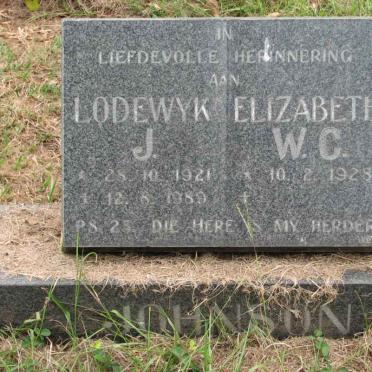 JOHNSON Lodewyk J. 1921-1989 &amp; Elizabeth W.C. 1928-