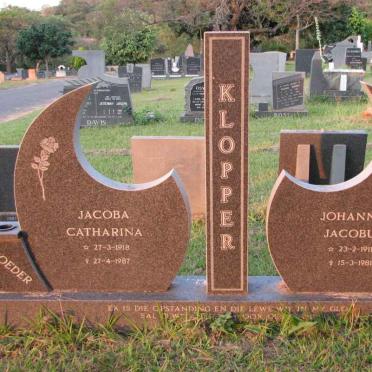 KLOPPER Johannes Jacobus 1911-1981 &amp; Jacoba Catharina 1918-1987