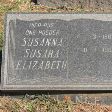 LANGE Susanna Susara Elizabeth, de 1904-1984