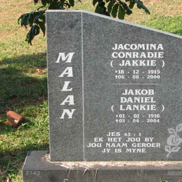 MALAN Jakob Daniel 1916-2004 &amp; Jacomina Conradie 1915-2000