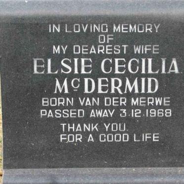 McDERMID Elsie Cecilia nee VAN DER MERWE -1968