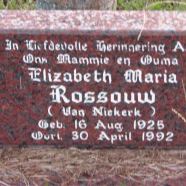 ROSSOUW Elizabeth Maria nee VAN NIEKERK 1925-1992