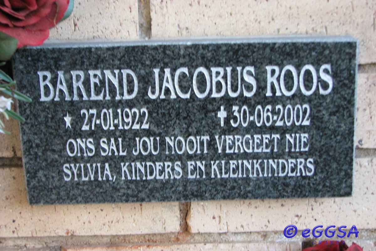 ROOS Barend Jacobus 1922-2002