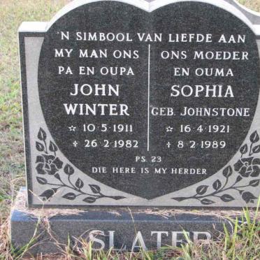 SLATER John Winter 1911-1982 &amp; Sophia JOHNSTONE 1921-1989