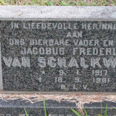 SCHALKWYK Jacobus Frederick, van 1917-1981