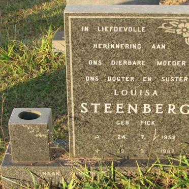 STEENBERG Louisa nee FICK 1952-1982