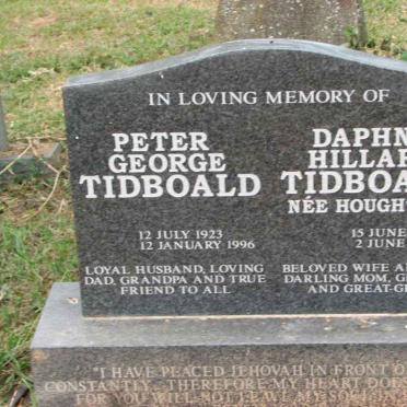 TIDBOALD Peter George 1923-1996 &amp; Daphne Hillary HOUGHTING 1922-2008