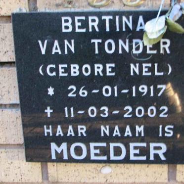 TONDER Bertina, van nee NEL 1917-2002