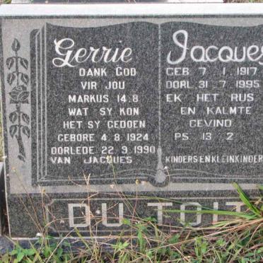 TOIT Jacques, du  1917-1995 &amp; Gerrie 1924-1990