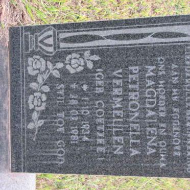 VERMEULEN Magdalena Petronella nee COETZEE 1934-1981