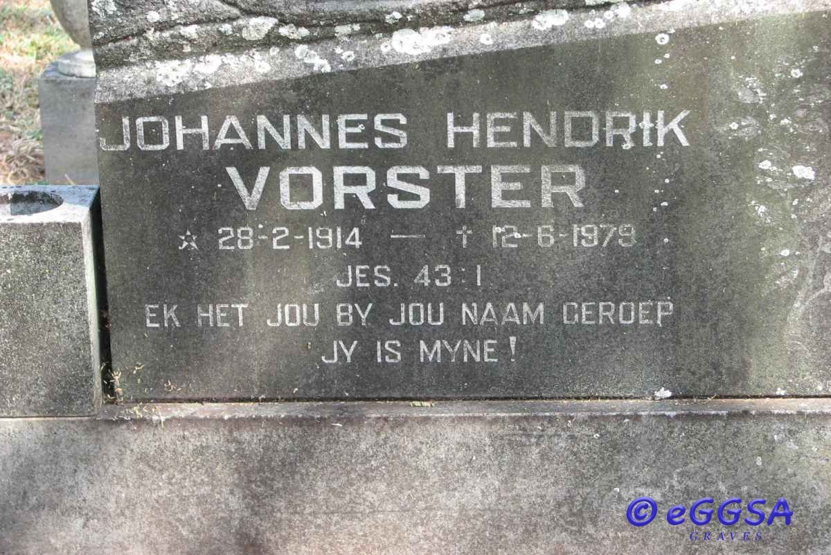 VORSTER Johannes Hendrik 1914-1979