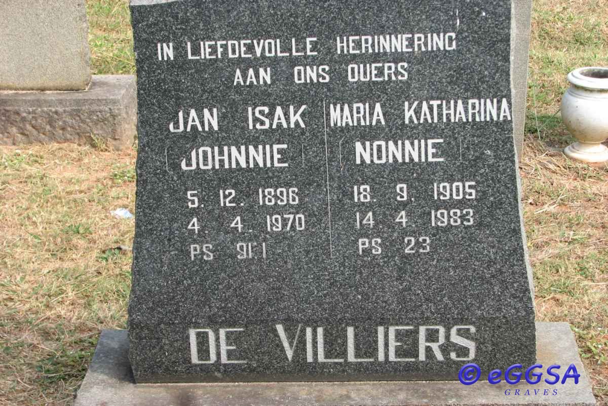 VILLIERS Jan Isak, de 1896-1970 &amp; Maria Katharina 1905-1983