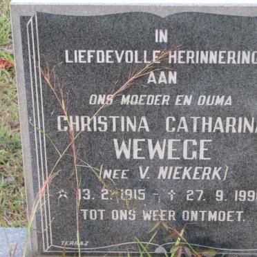 WEWEGE Christina Catharina nee VAN NIEKERK 1915-1990