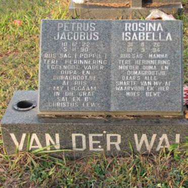 WALT Petrus Jacobus, van der 1922-1990 &amp; Rosina Isabelle 1926-1994