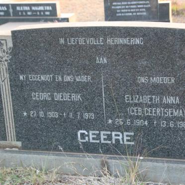 GEERE Georg Diederik 1903-1979 &amp; Elizabeth Anna GEERTSEMA 1904-1982