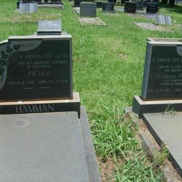 HAMMAN Pieter 1926-1978 :: PIETERS C.P. formerly HAMMAN nee PRINSLOO 1930-