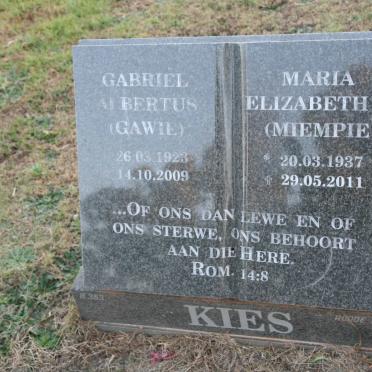 KIES Gabriel Albertus 1923-2009 &amp; Maria Elizabeth J. 1937-2011