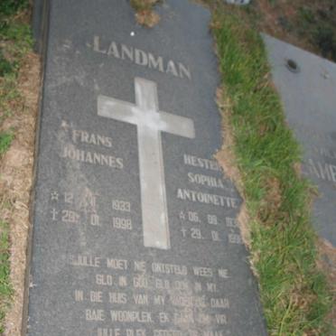 LANDMAN Frans Johannes 1933-1998 &amp; Hester Sophia Antoinette 193?-1996