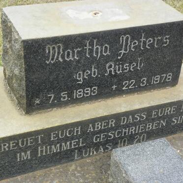 PETERS Martha nee RÜSEL 1893-1978