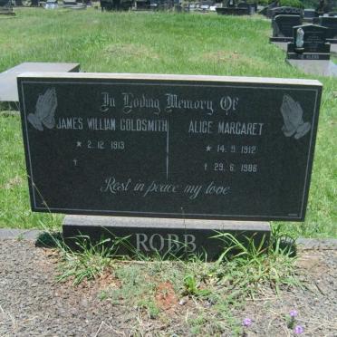 ROBB James William Goldsmith 1913- &amp; Alice Margaret 1912-1986
