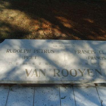 ROOYEN  Rudolph Petrus, van 1919-1972 &amp; Francis Clare 1921-2002
