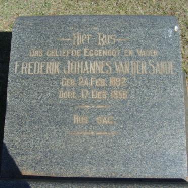 SANDE Frederik Johannes, van der 1892-1956