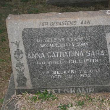 STEENKAMP Anna Catharina Sara voorheen CILLIERS nee BEUKES 1893-1972