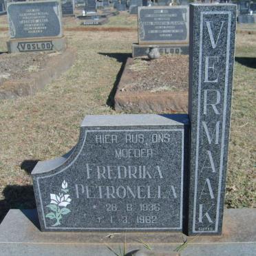 VERMAAK Fredrika Petronella 1936-1962