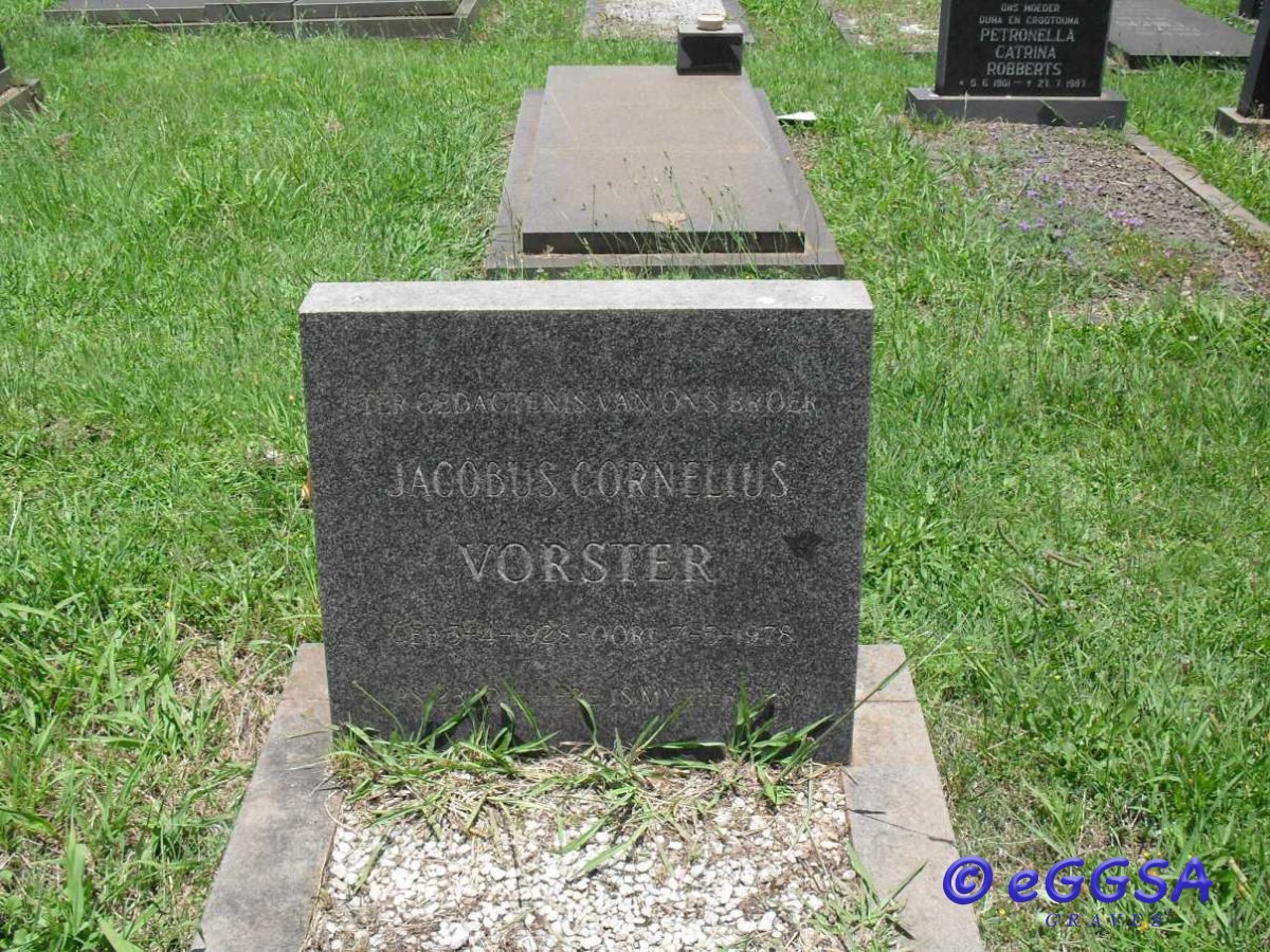 VORSTER Jacobus Cornelius ?-1978