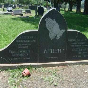 WEBER Dirk Jacobus Gerhardus 1926-1982 &amp; Aletta Gezina JACOBS 1932-1977