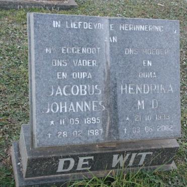 WIT Jacobus Johannes, de 1895-1987 &amp; Hendrika M.D. 1933-2002