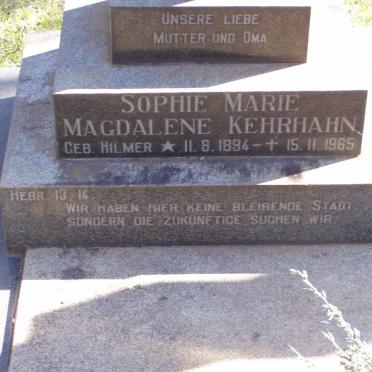 KEHRHAHN Sophie Marie Magdalene nee HILMER 1894-1965