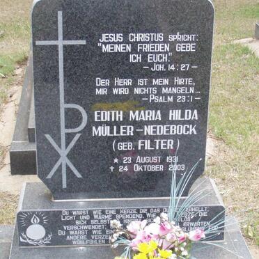 MULLER Edith Maria Hilda, Nedebock nee FILTER 1931-2003