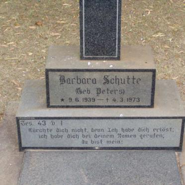 SCHUTTE Barbara nee PETERS 1939-1973