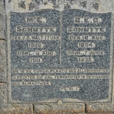 SCHUTTE C.E.G. 1854-1935 &amp; M.E. V.D. WALT 1858-1911