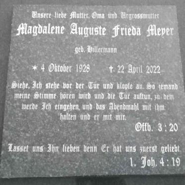 MEYER Magdalene Auguste Frieda nee HILLERMANN 1928-2022