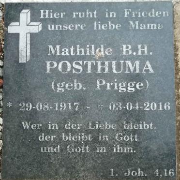 POSTHUMA Mathilde B.H. nee PRIGGE 1917-2016